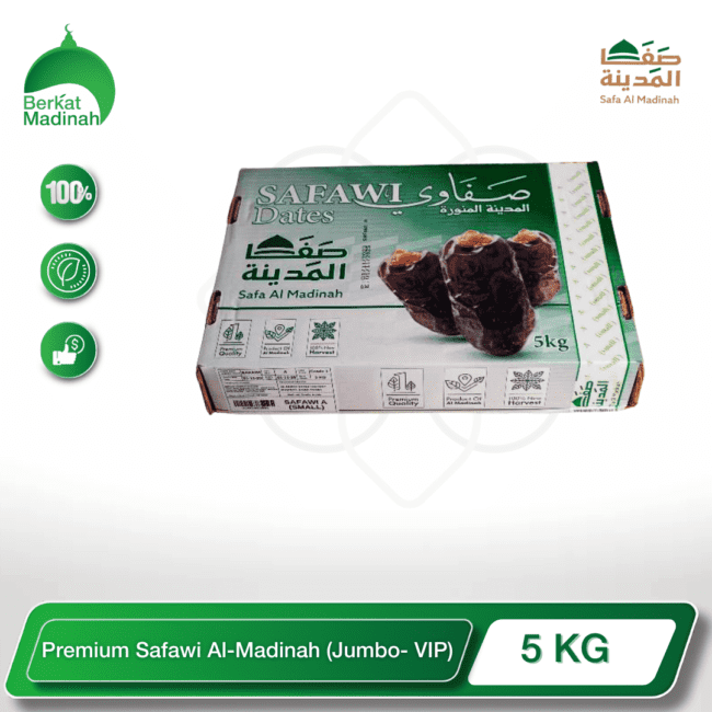 Indulge in the ultimate date experience with the Premium Safawi Al-Madinah (Jumbo - VIP) dates. Hailing from the revered oasis of Madinah