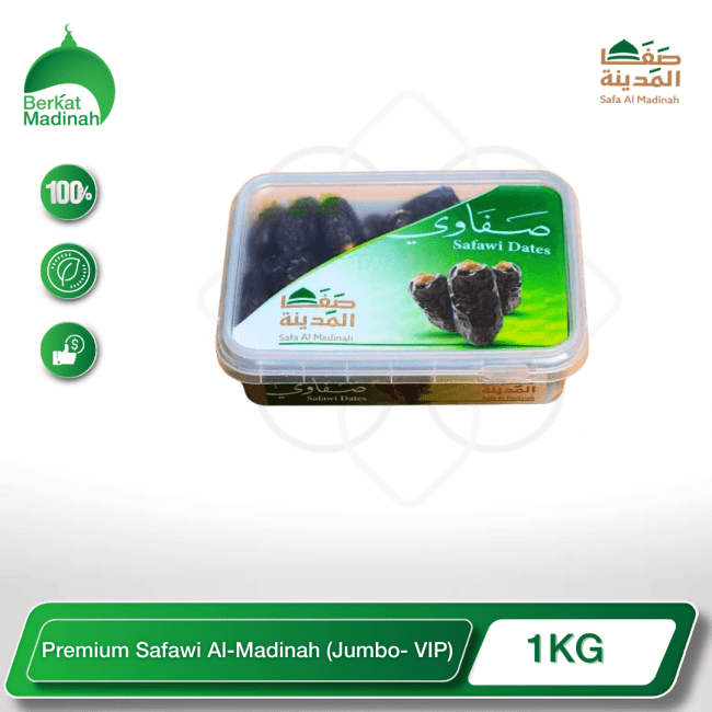 Indulge in the ultimate date experience with the Premium Safawi Al-Madinah (Jumbo - VIP) dates. Hailing from the revered oasis of Madinah