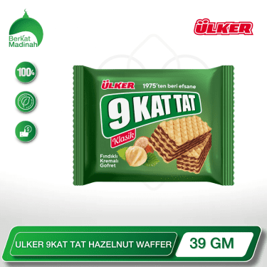 Indulge in the captivating harmony of layers with the ULKER 9KAT TAT HAZELNUT WAFFER. This premium confectionery delight features a delectable blend of crisp wafer layers and a rich