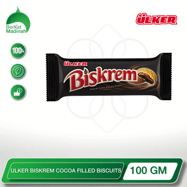 Indulge in a delightful moment of pure bliss with the ULKER BISKREM COCOA FILLED BISCUITS 100 GM. These irresistible biscuits feature a crisp