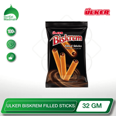 Indulge in a delightful and portable snack with the ULKER BISKREM FILLED STICKS 32 GM. These irresistible biscuit sticks feature a crisp