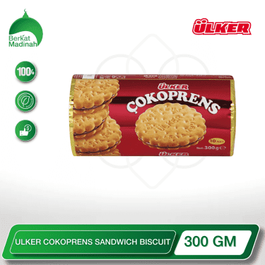 Indulge in the perfect balance of crunch and creaminess with the ULKER COKOPRENS SANDWICH BISCUIT 300 GM. These delectable biscuits feature a crisp