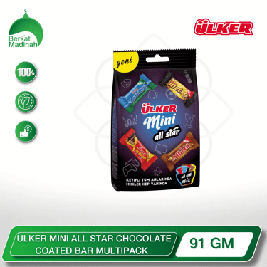 Indulge in the ultimate chocolate-coated delight with the ULKER MINI ALL STAR CHOCOLATE COATED BAR MULTIPACK. This irresistible collection features a delectable assortment of bite-sized chocolate-covered wafer bars